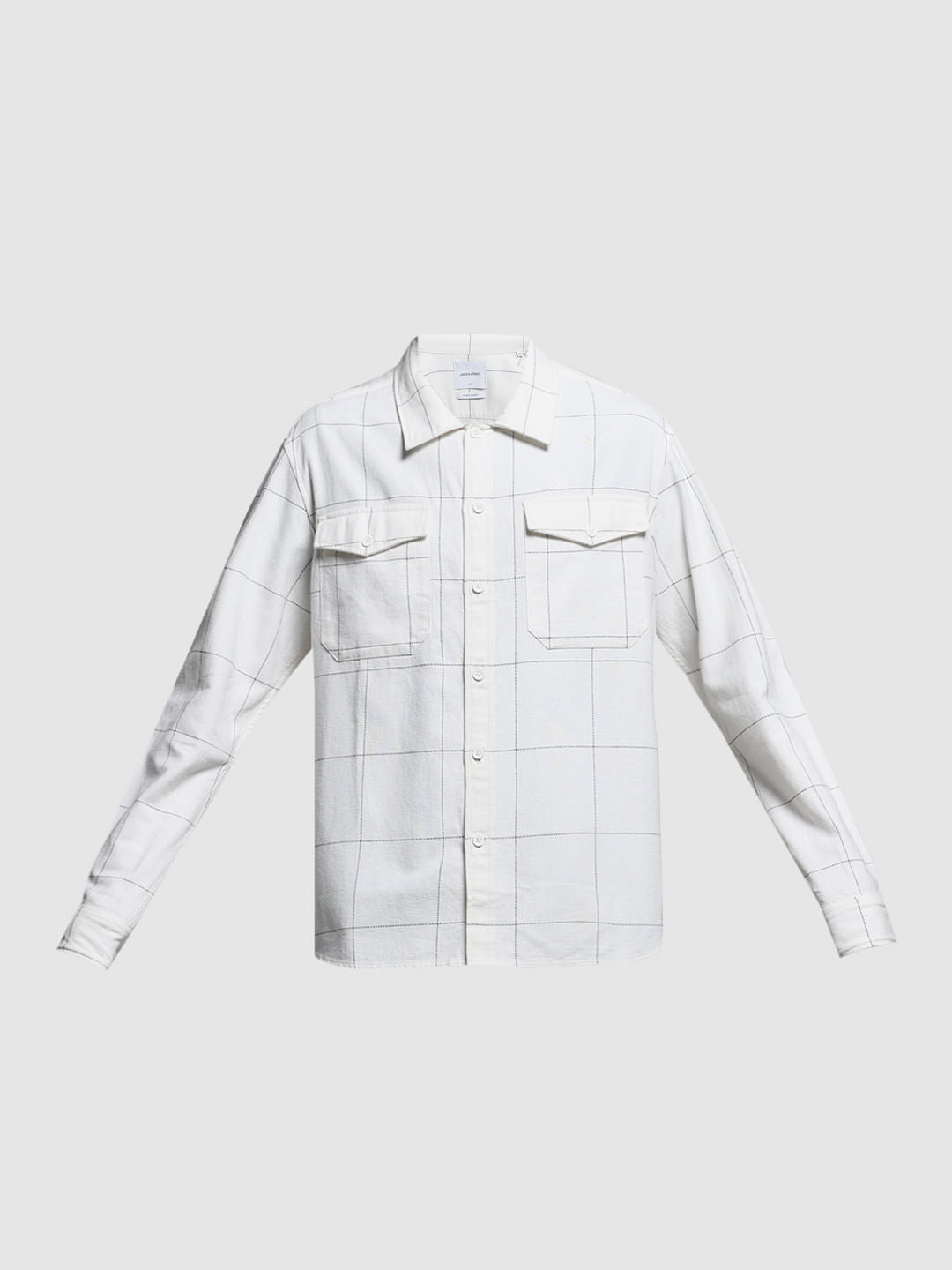 White Check Cotton Oversized Shirt