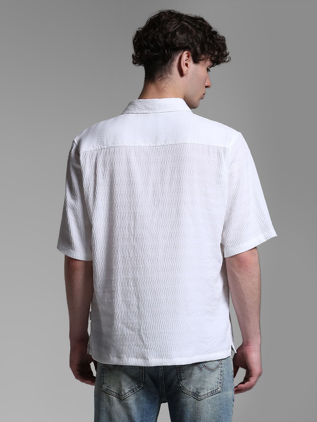 White Dobby Cotton Oversized Shirt