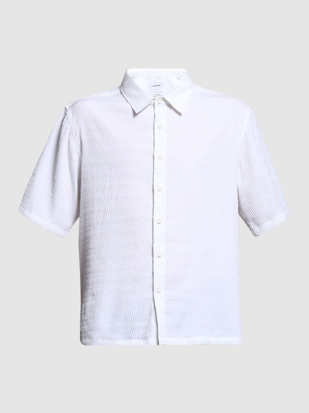 White Dobby Cotton Oversized Shirt