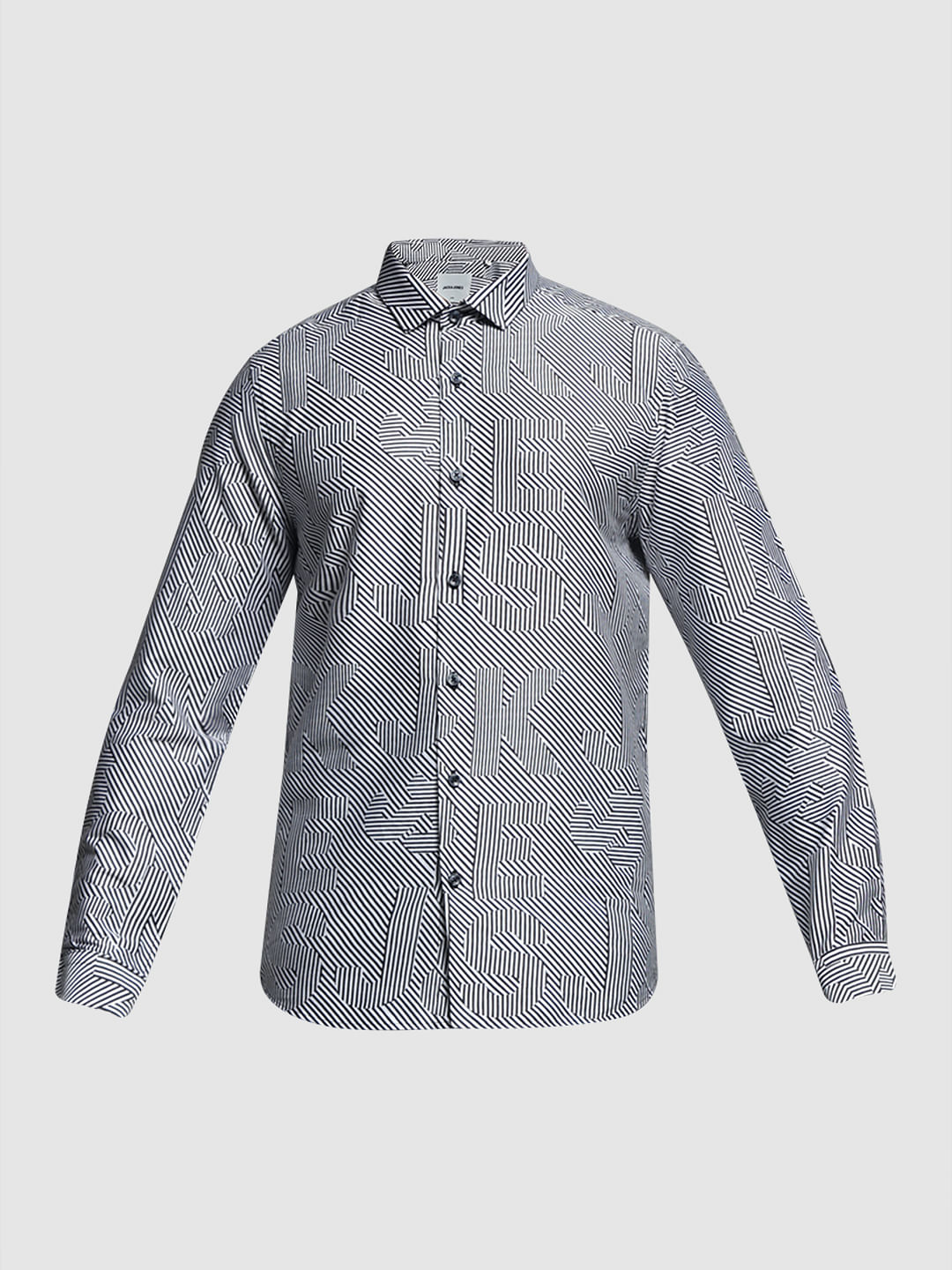 White & Black Striped Print Shirt