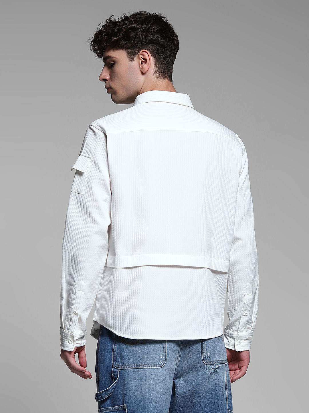 White Patch Pocket Oversized Shirt