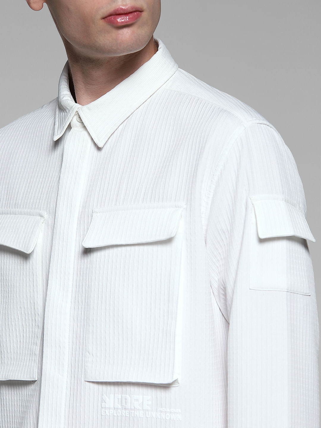 White Patch Pocket Oversized Shirt