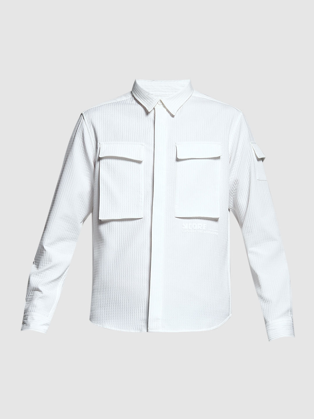 White Patch Pocket Oversized Shirt