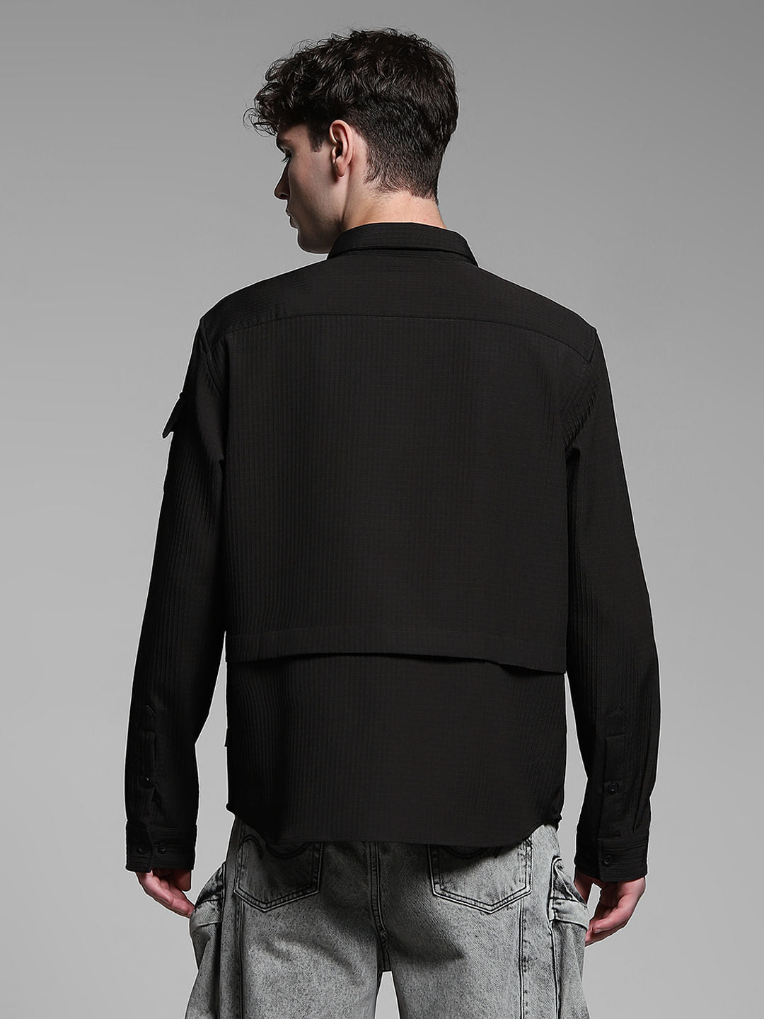 Black Patch Pocket Oversized Shirt