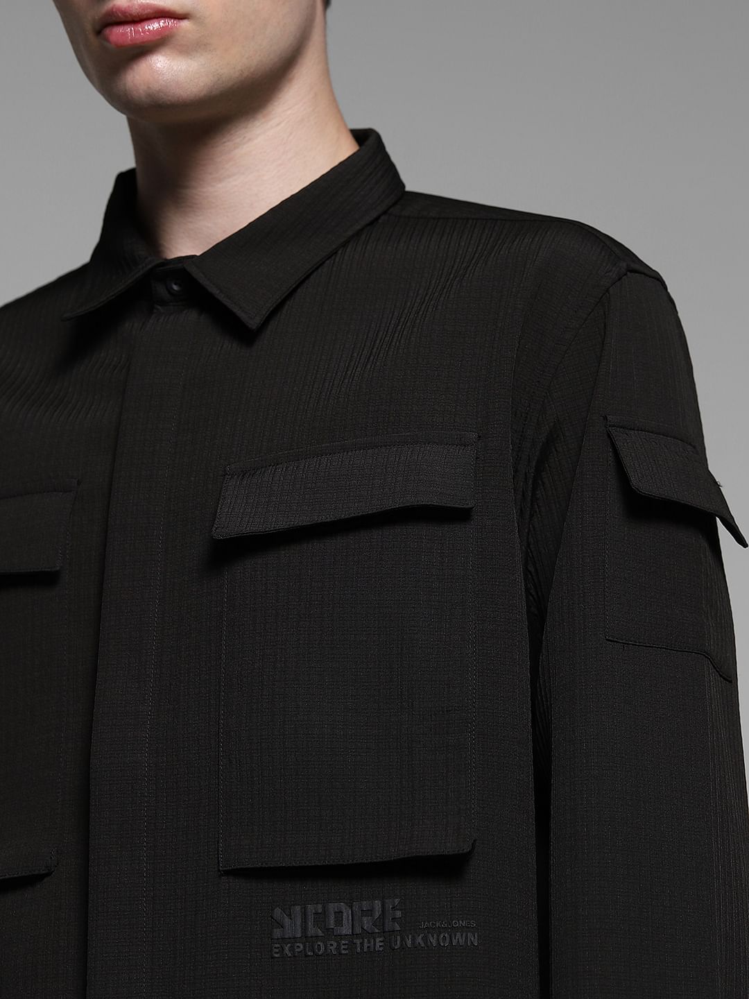 Black Patch Pocket Oversized Shirt