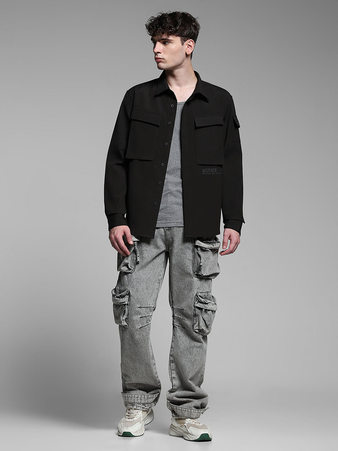 Black Patch Pocket Oversized Shirt