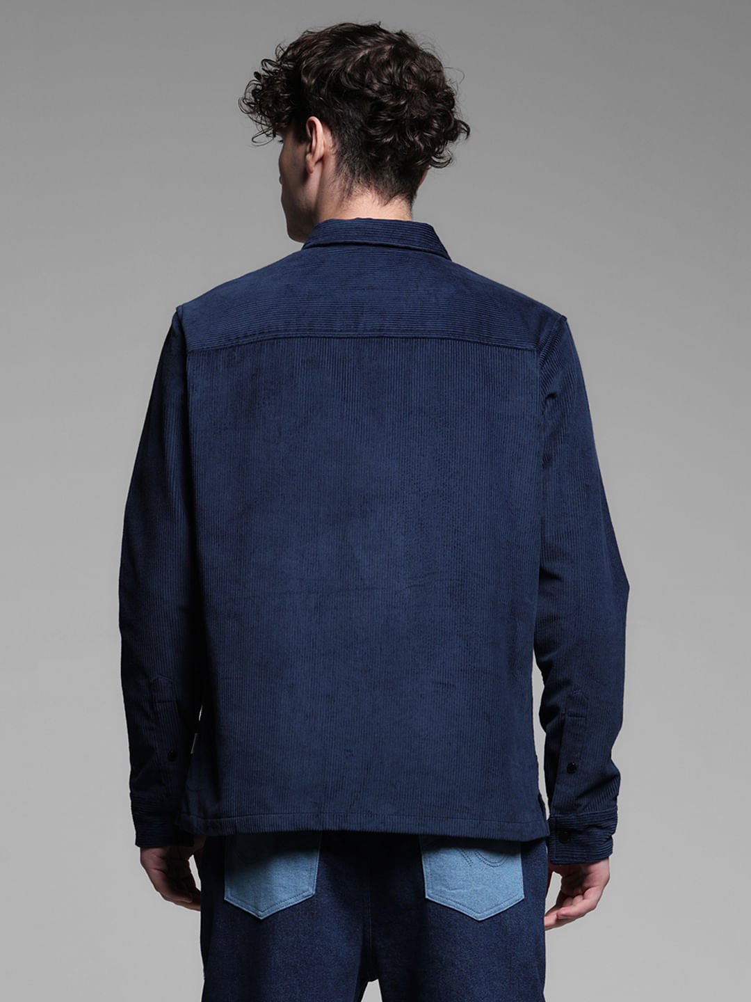 Dark Blue Oversized Corduroy Shirt