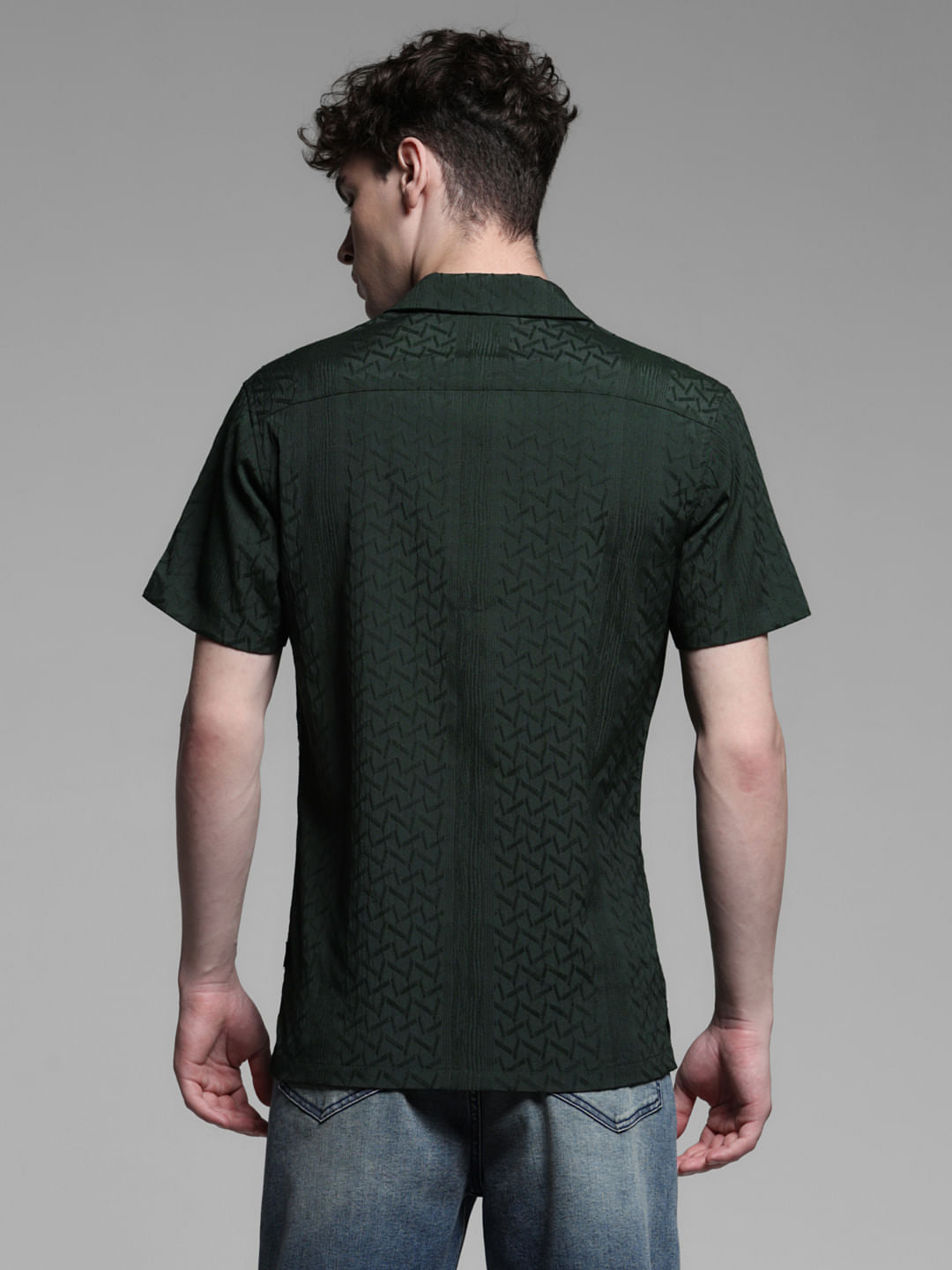 DARK GREEN SHORT SLEEVES SHIRT