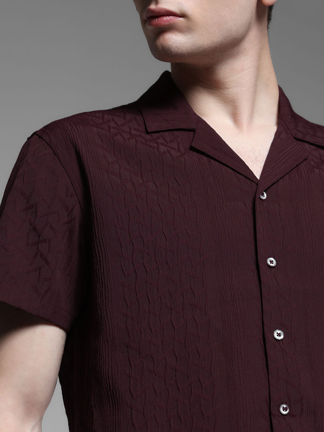 Red Resort Collar Cotton Shirt
