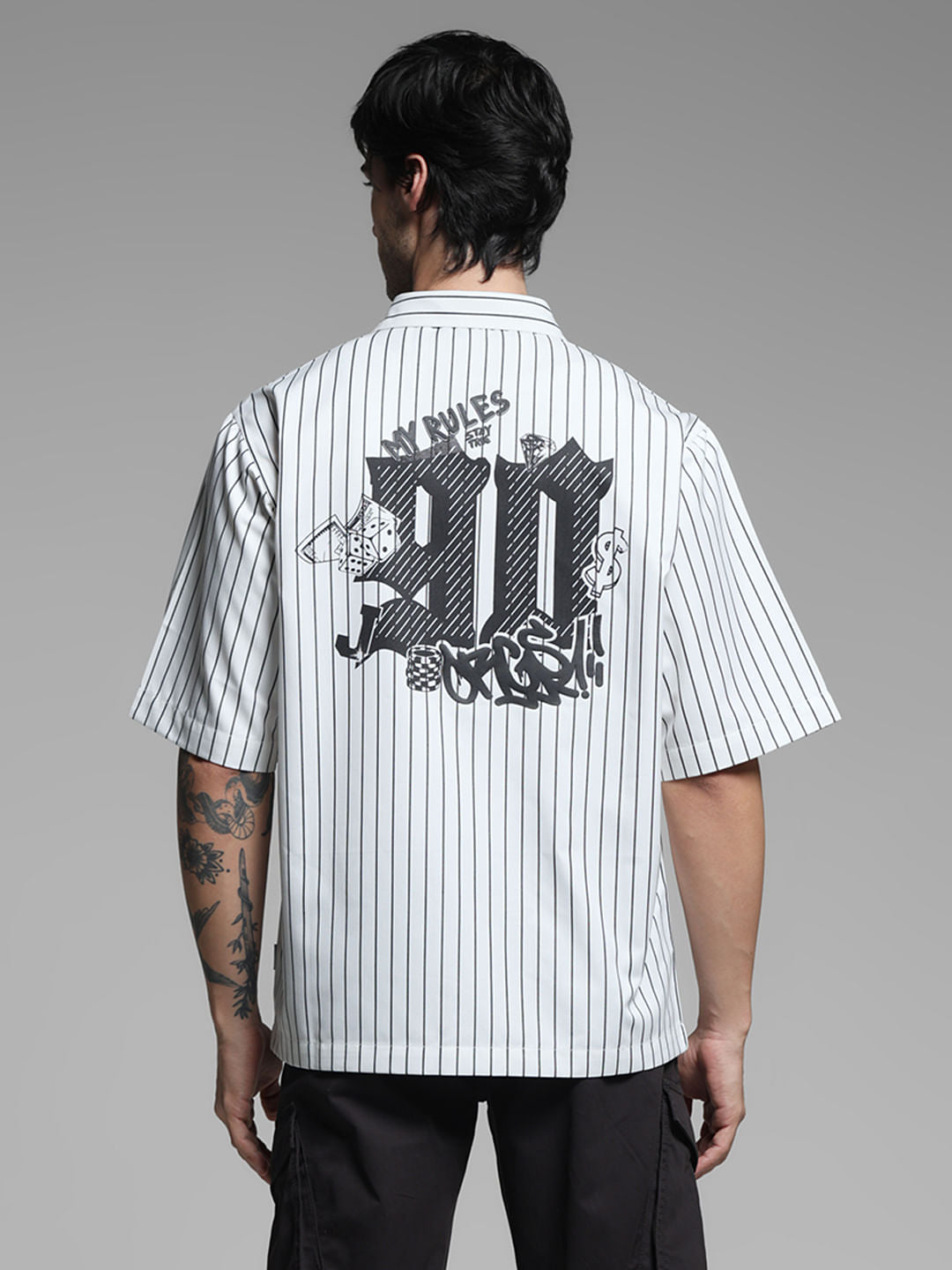 White Striped Embroidered Shirt