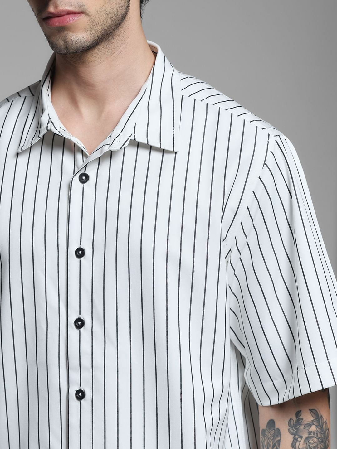 White Striped Embroidered Shirt