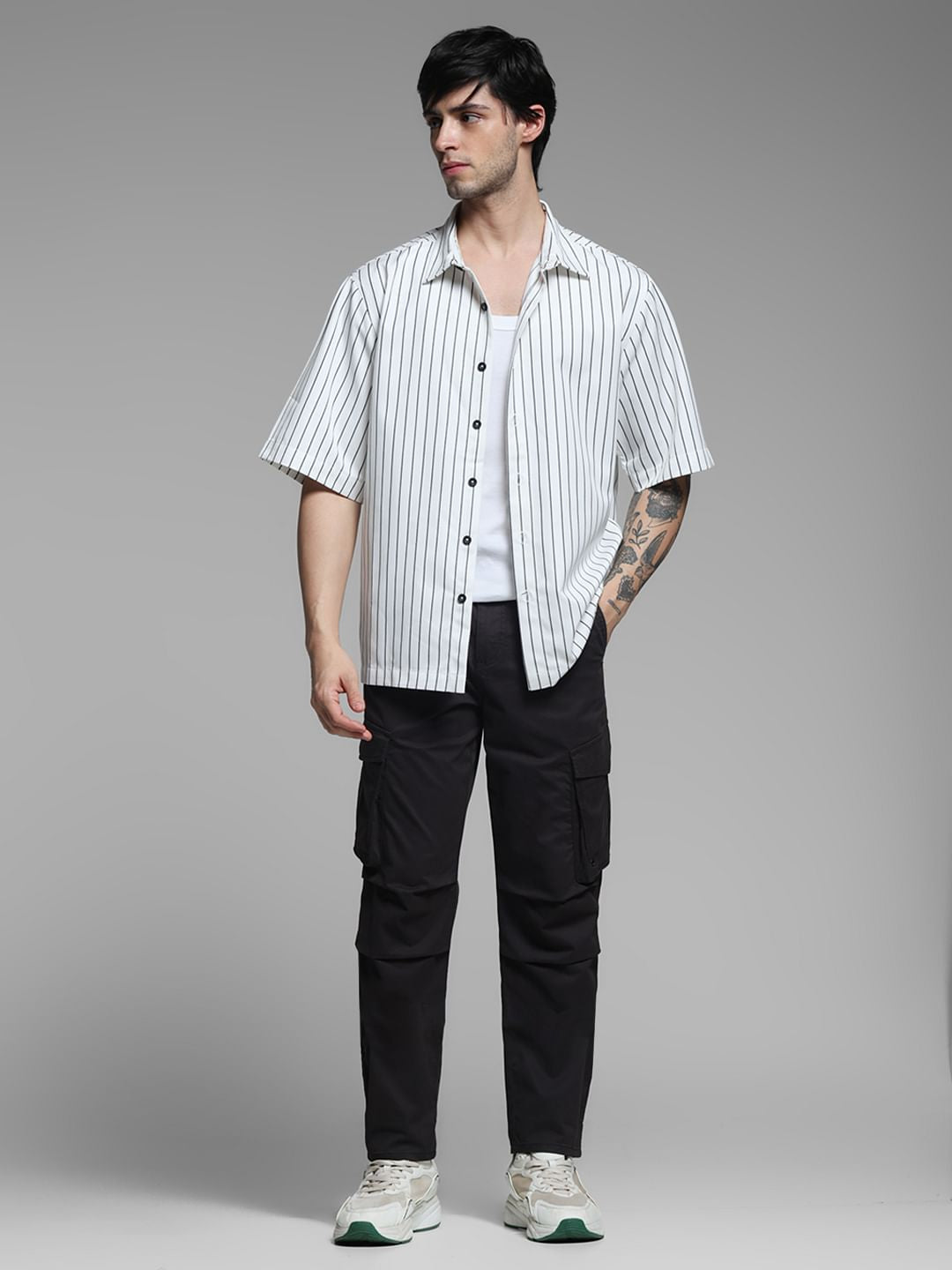 White Striped Embroidered Shirt