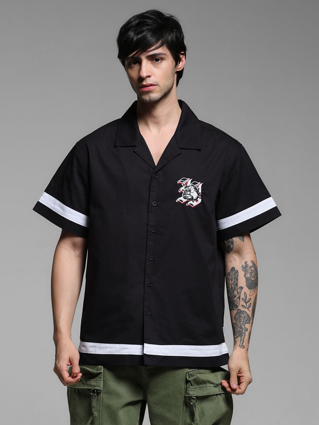 Black Printed Oversized Shirt