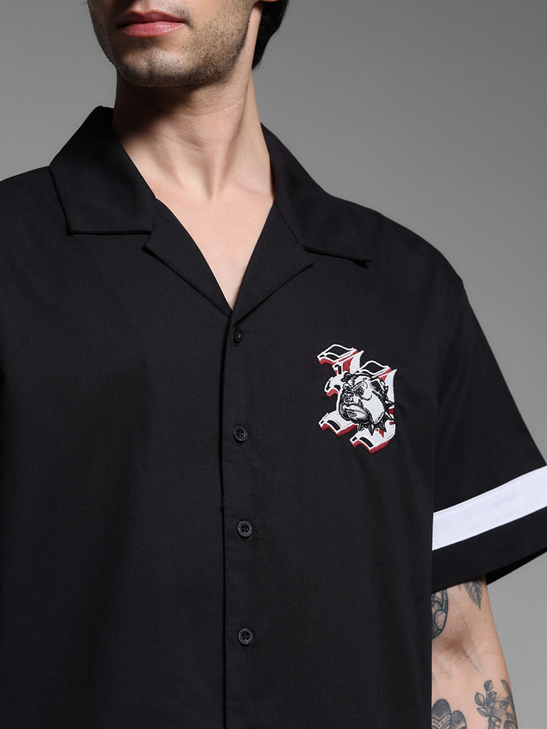 Black Printed Oversized Shirt