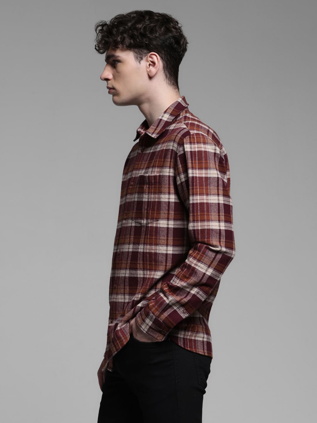 BRICK RED CHECK SHIRT
