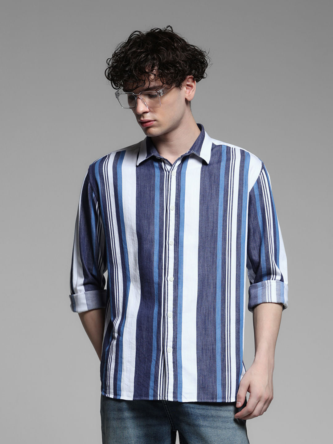 Blue Yard Dyed Striped Shirt