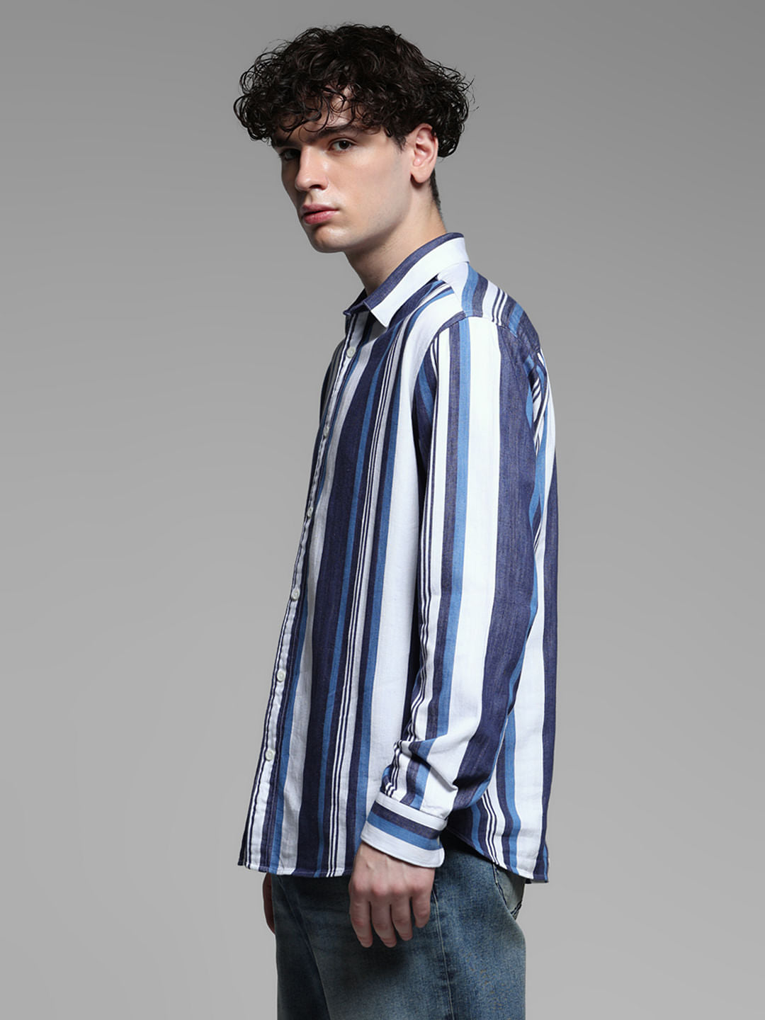 Blue Yard Dyed Striped Shirt