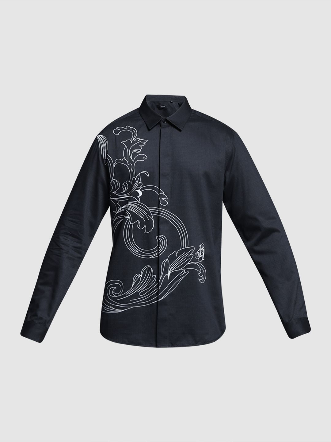 Black Abstract Print Cotton Shirt