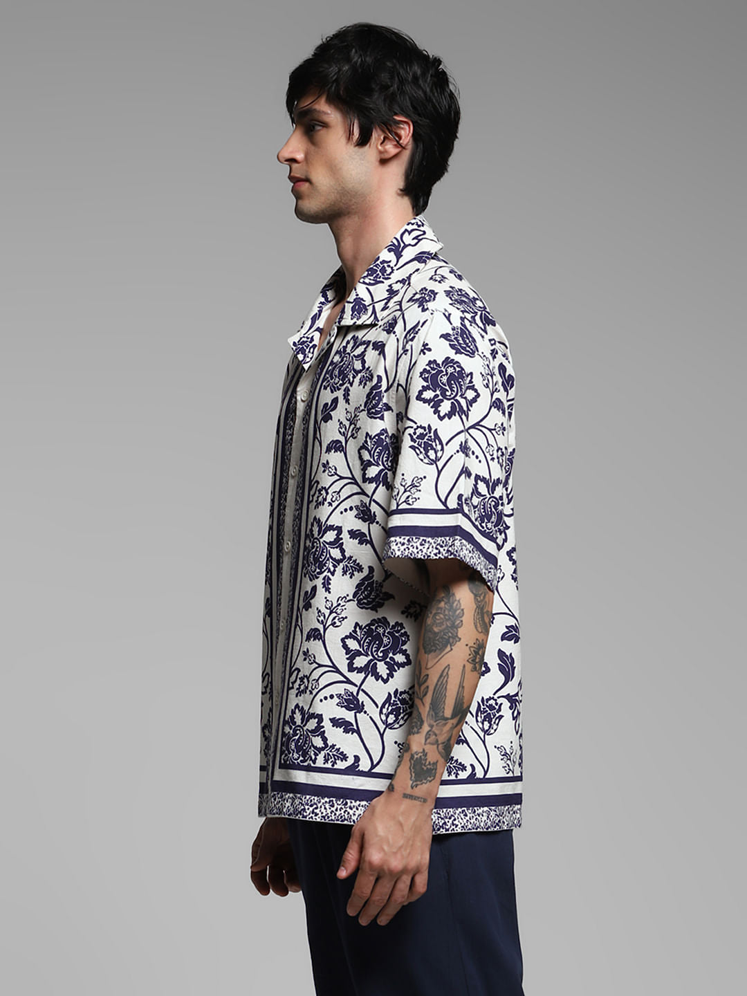 Blue Floral Oversized Shirt