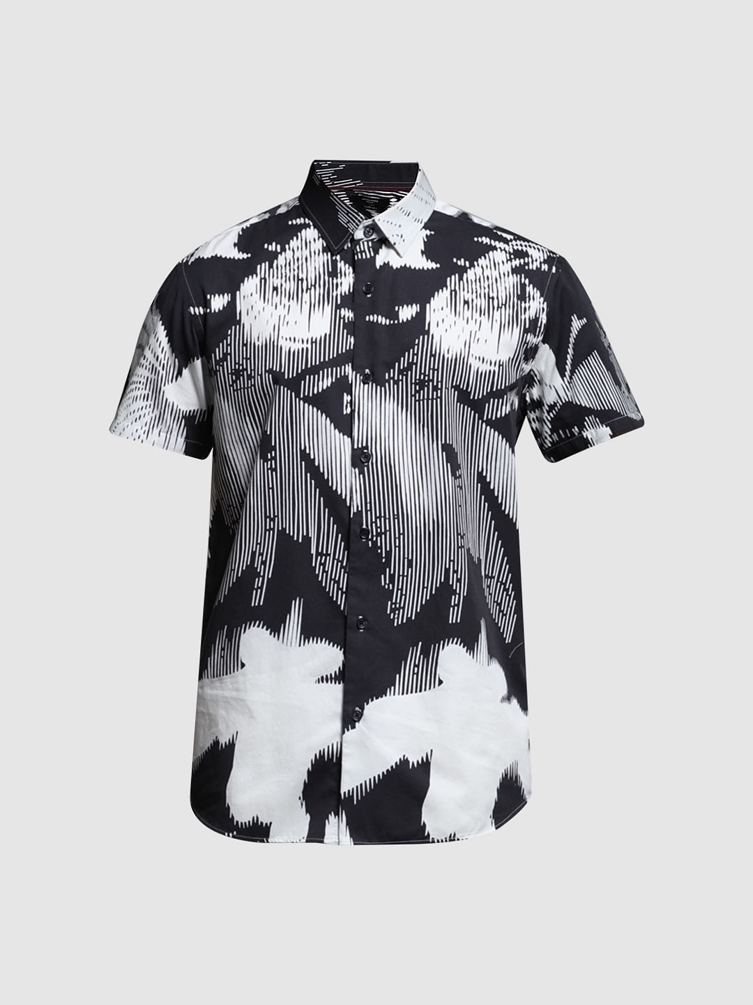 Black Printed Short Sleeves Shirt