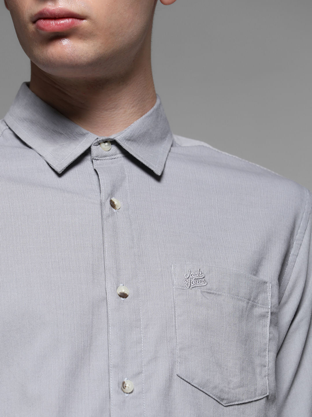 Grey Cotton Full Sleeves Shirt
