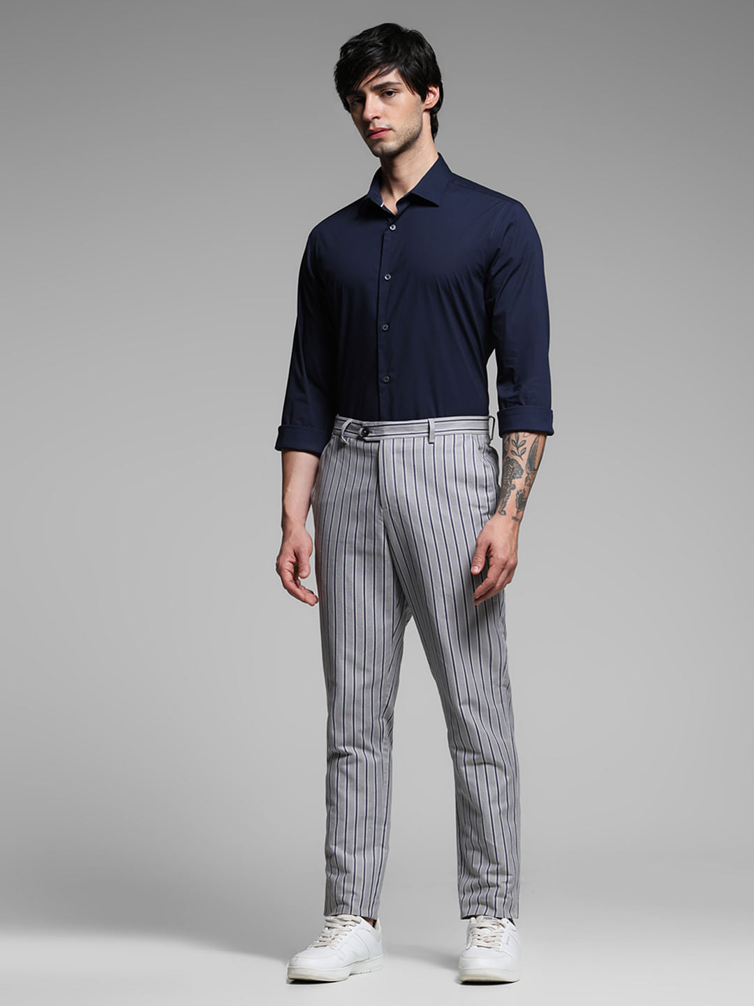 Blue Cotton Stretch Formal Shirt