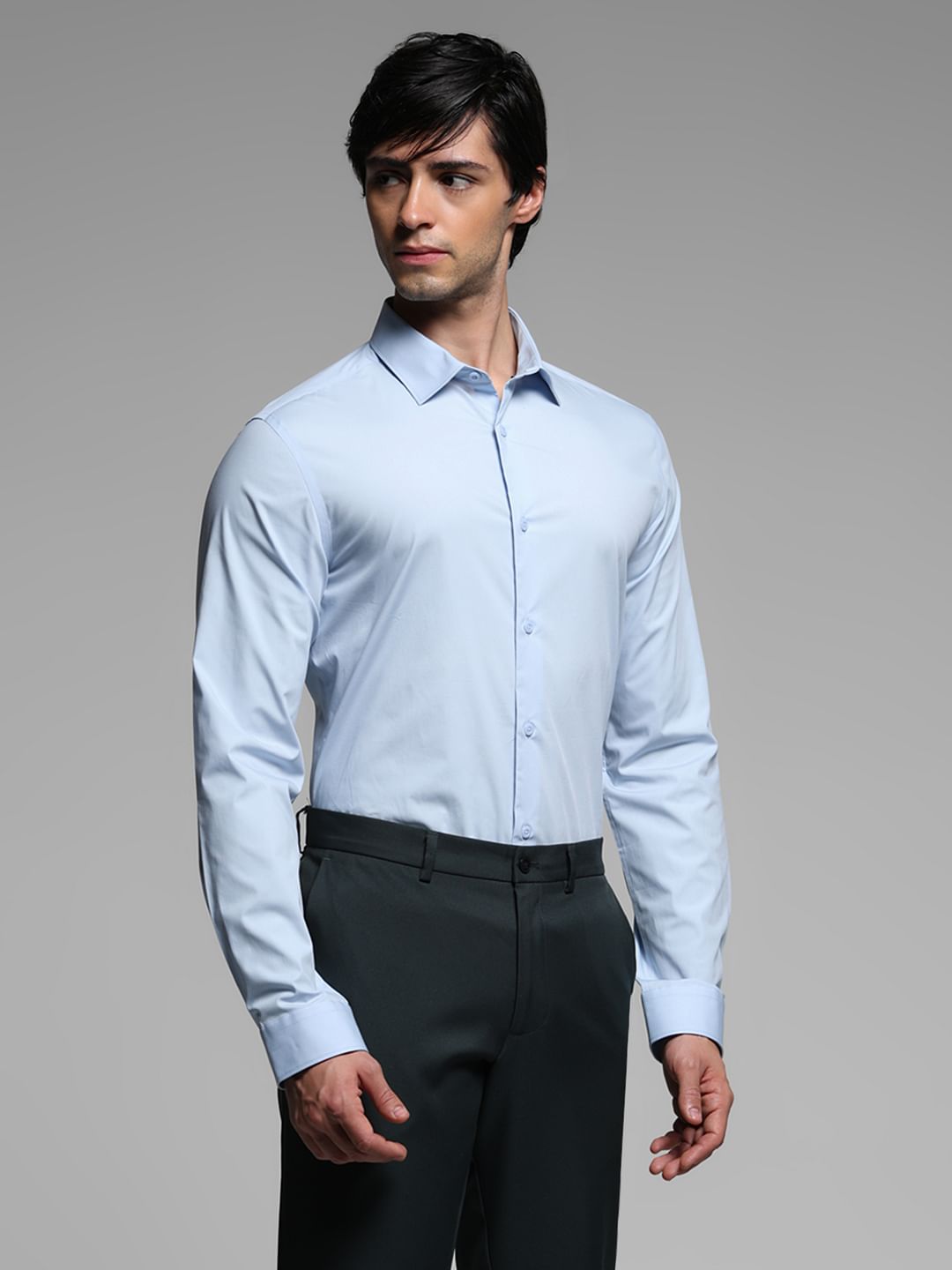 Sky Blue Cotton Full Sleeves Shirt