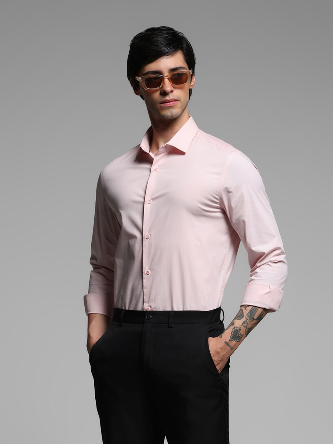 Pink Cotton Full Sleeves Shirt