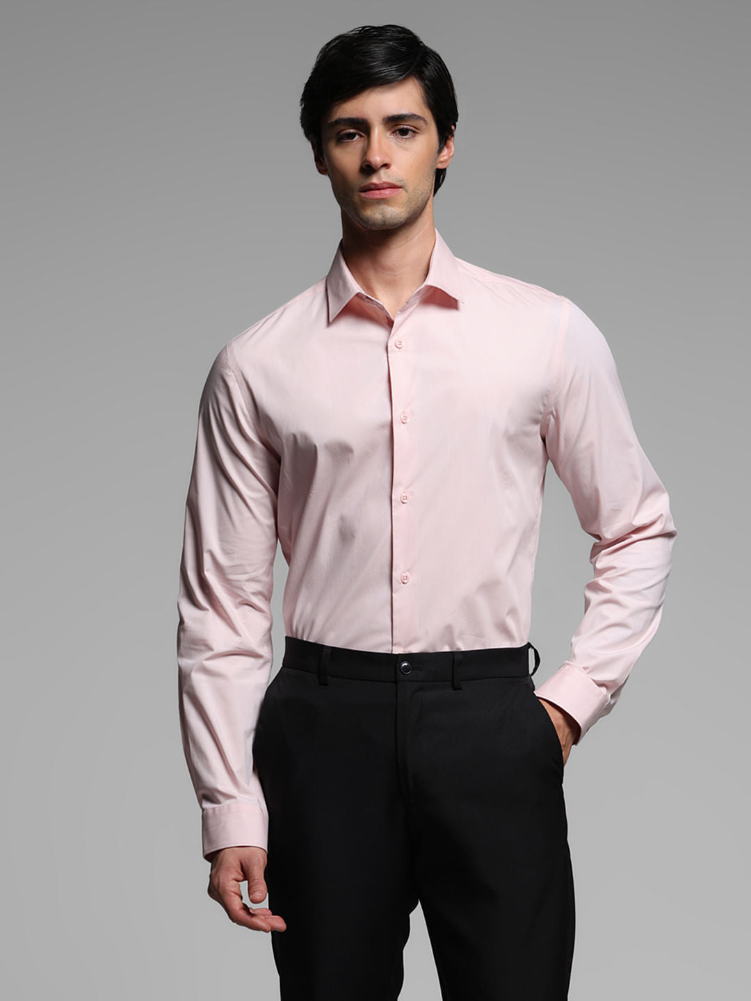 Pink Cotton Full Sleeves Shirt
