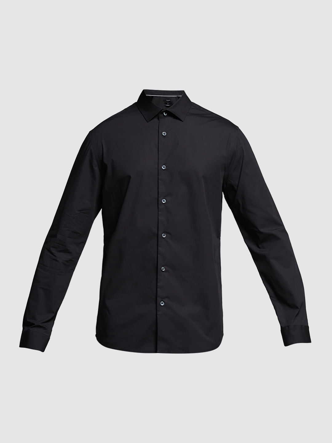 Black Cotton Stretch Formal Shirt
