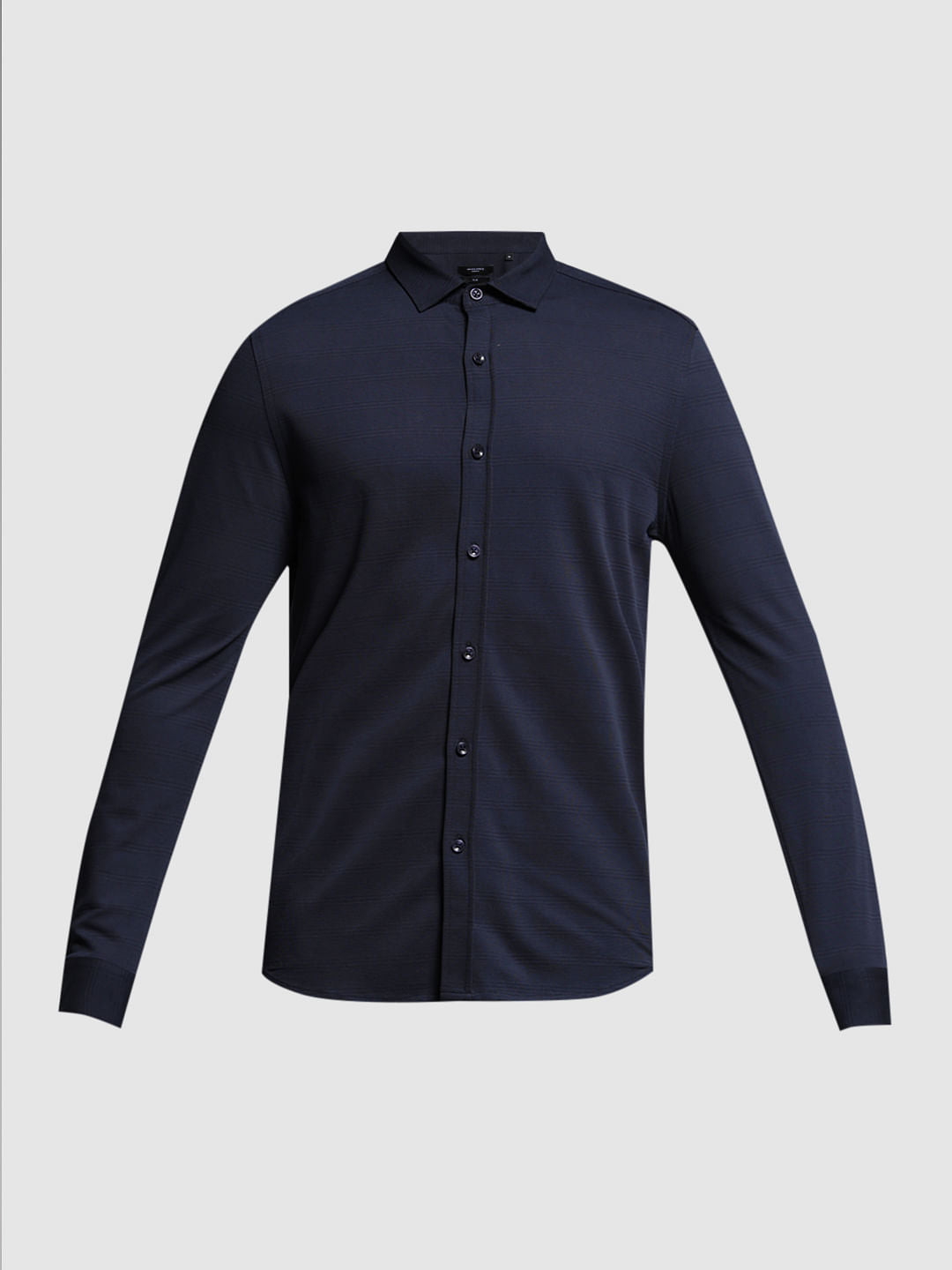 Blue Knitted Dobby Cotton Shirt