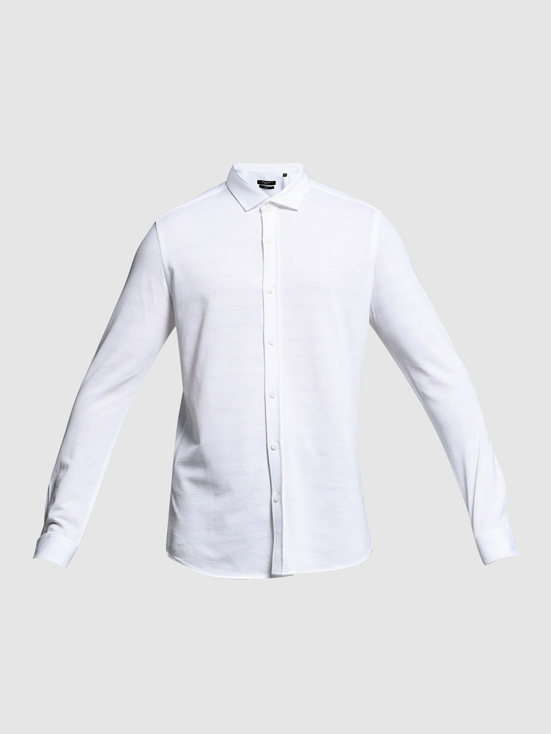 White Knitted Dobby Cotton Shirt