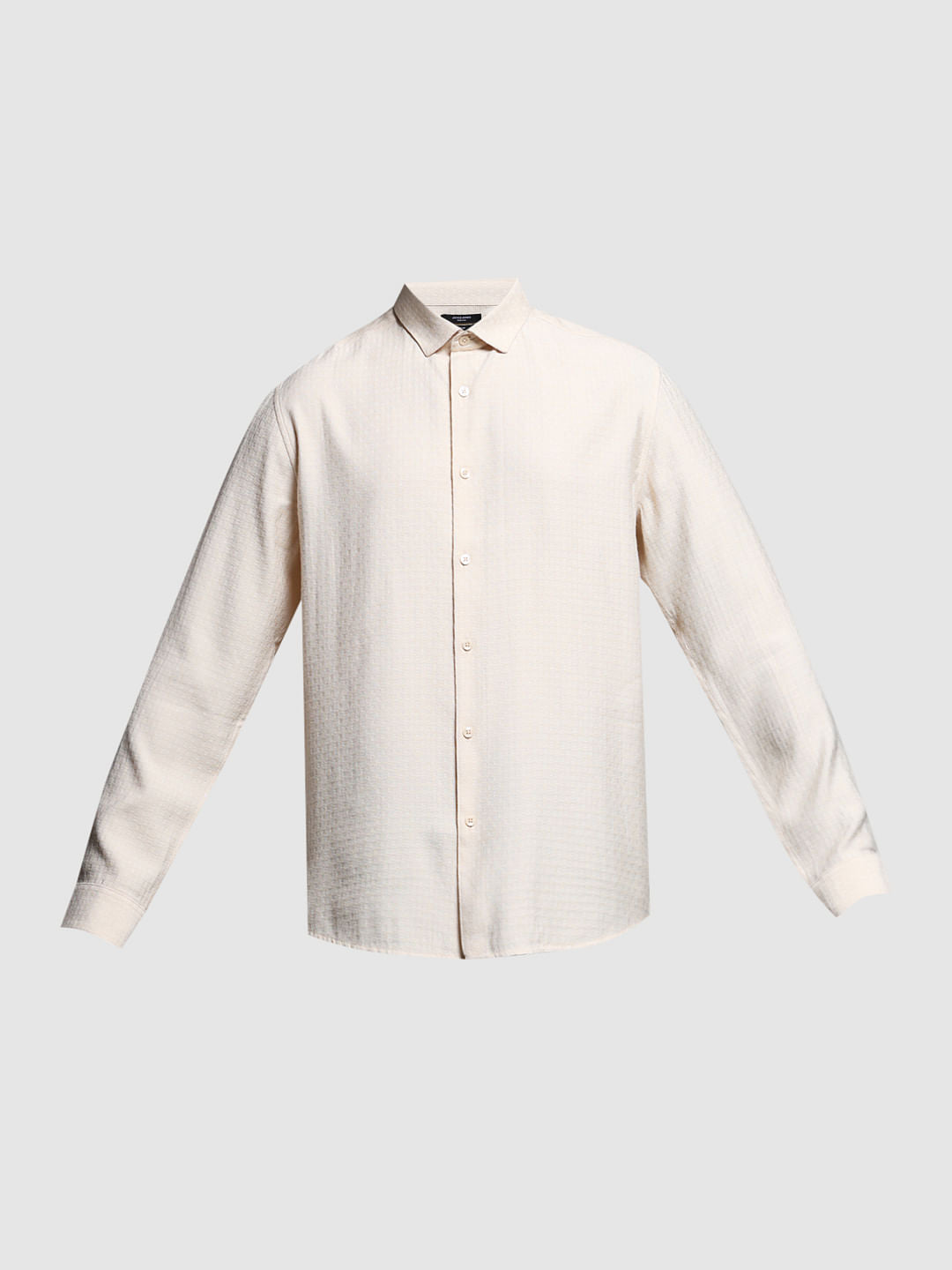 Beige Printed Dobby Viscose Shirt