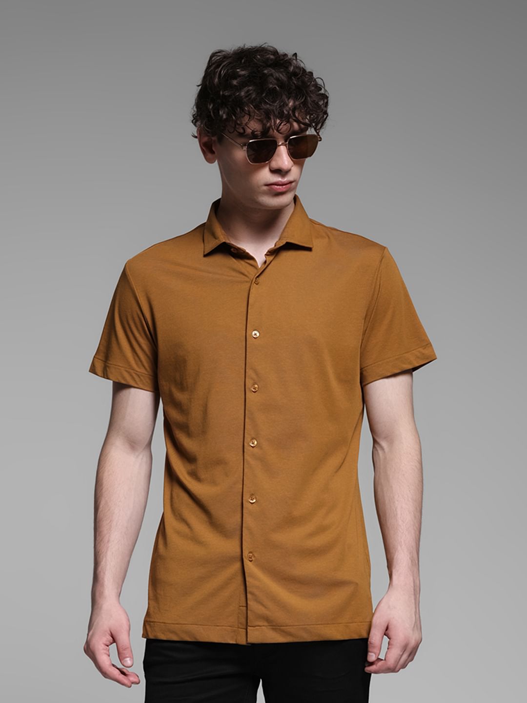 Brown Short Sleeves Shirt