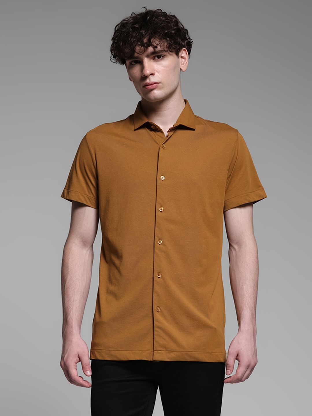 Brown Short Sleeves Shirt