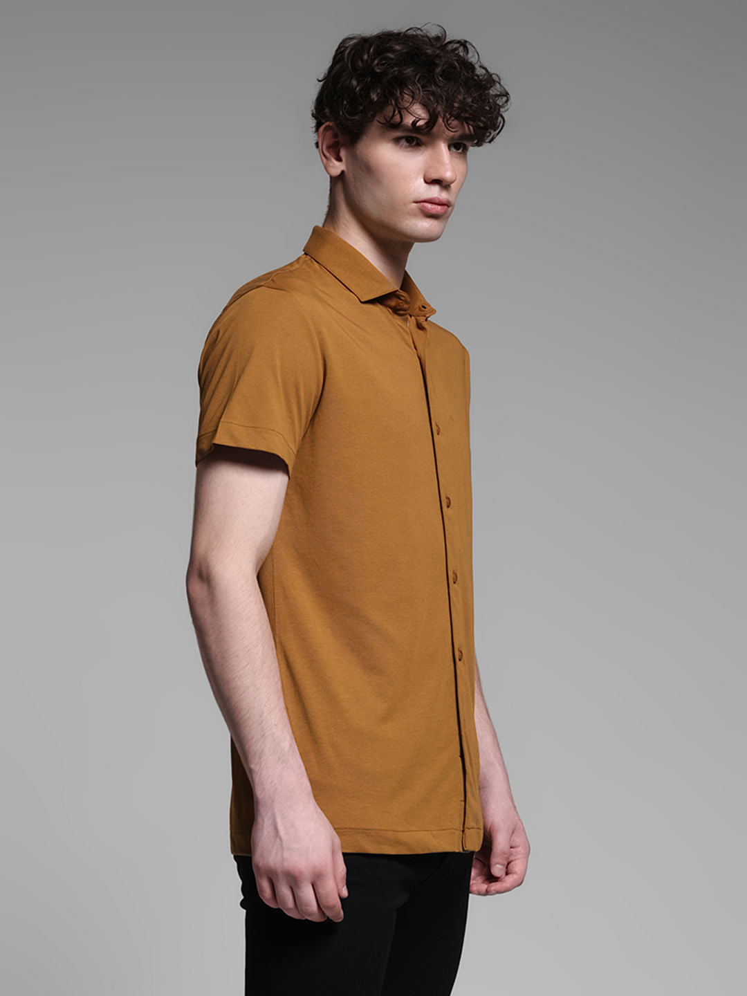 Brown Short Sleeves Shirt