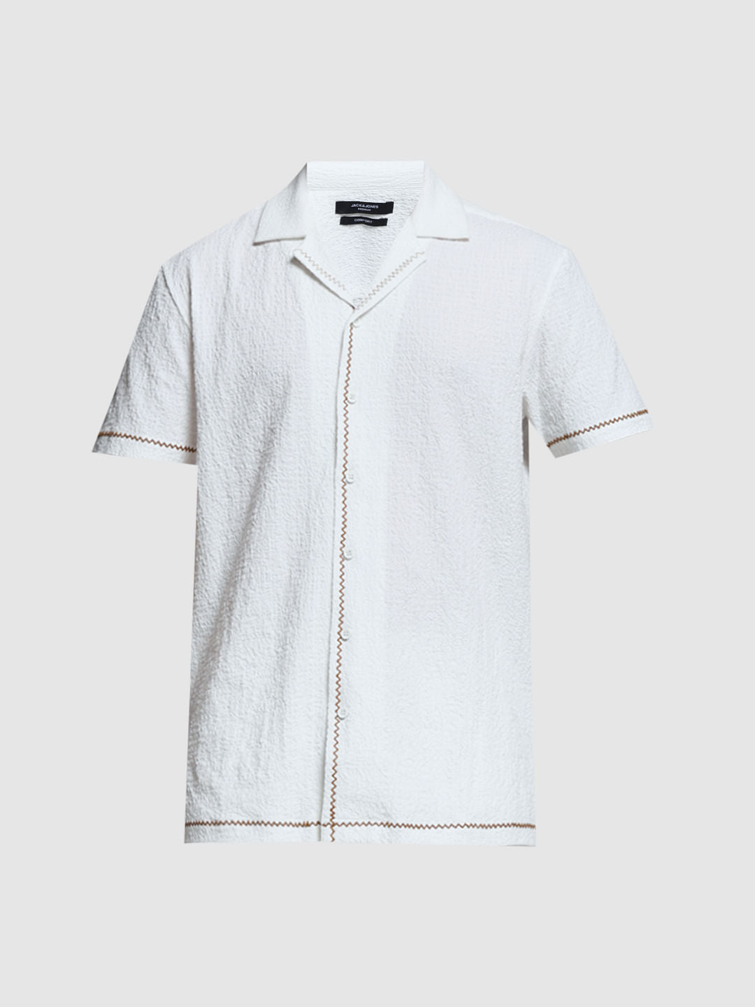 White Embroidered Co-ord Set Shirt