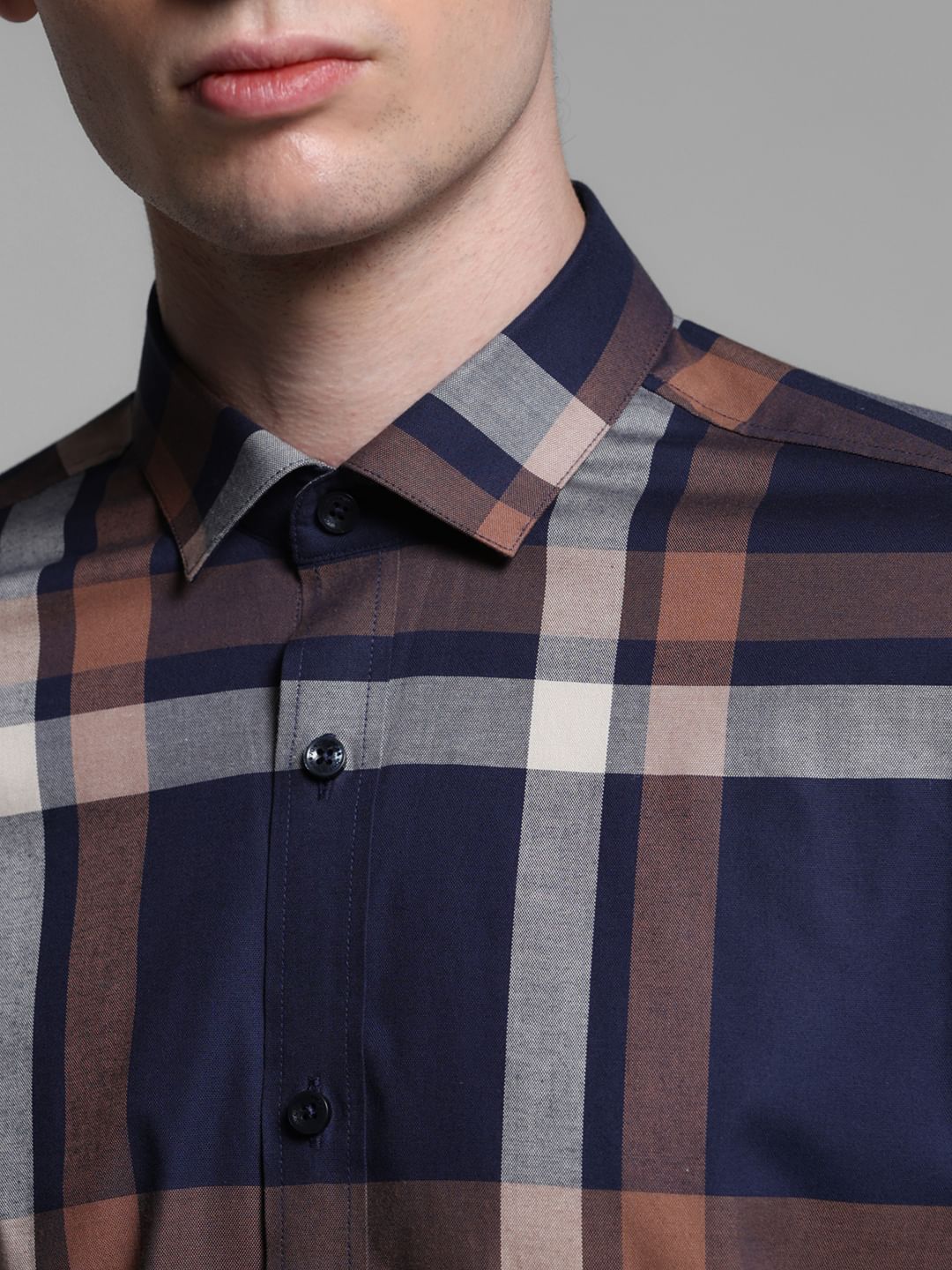 BLUE DOBBY CHECK SHIRT