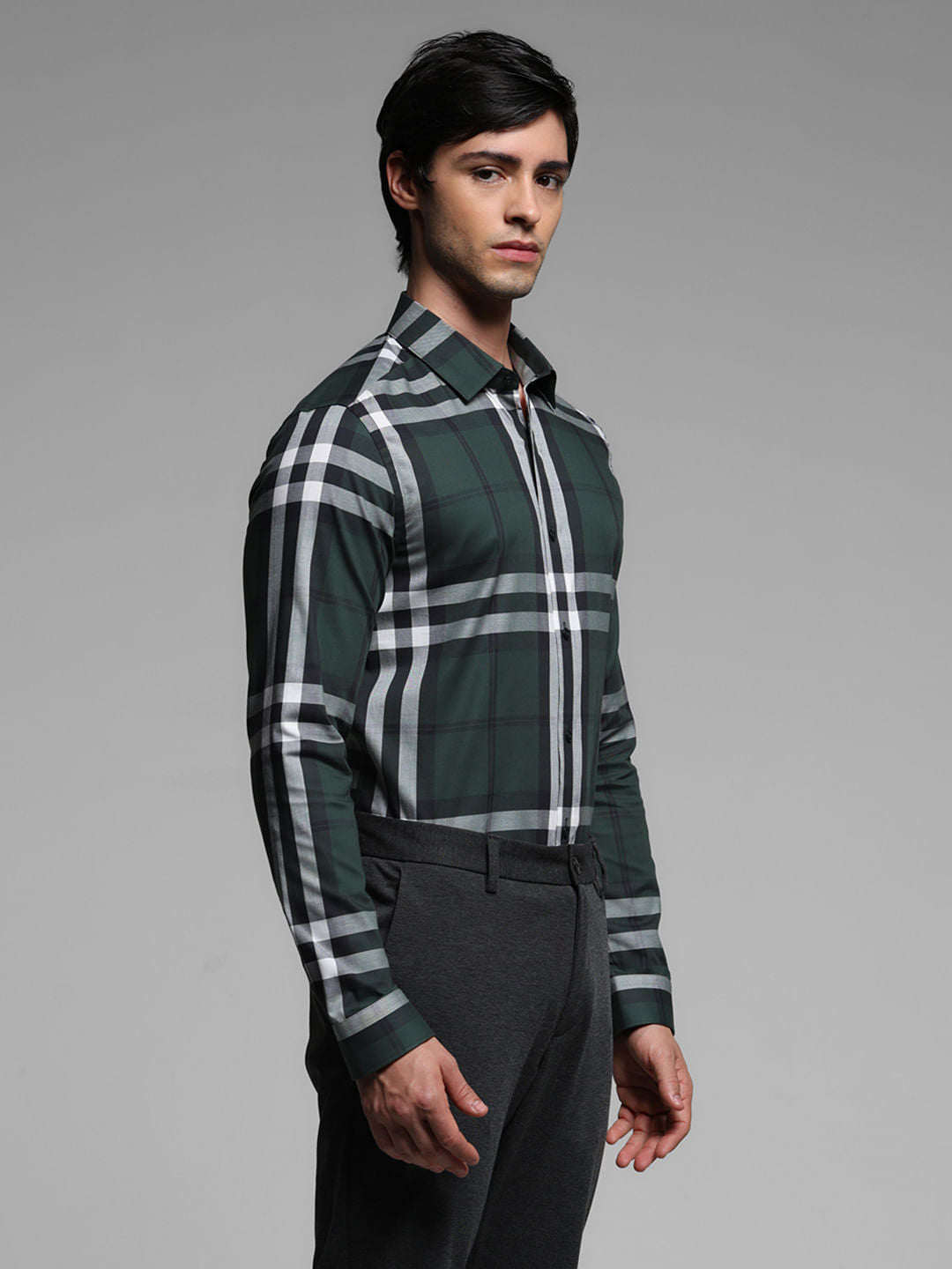 Green Check Print Full Sleeves Shirt