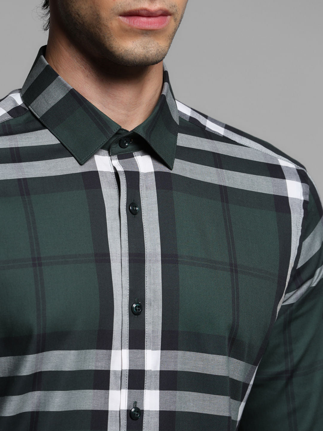 Green Check Print Full Sleeves Shirt