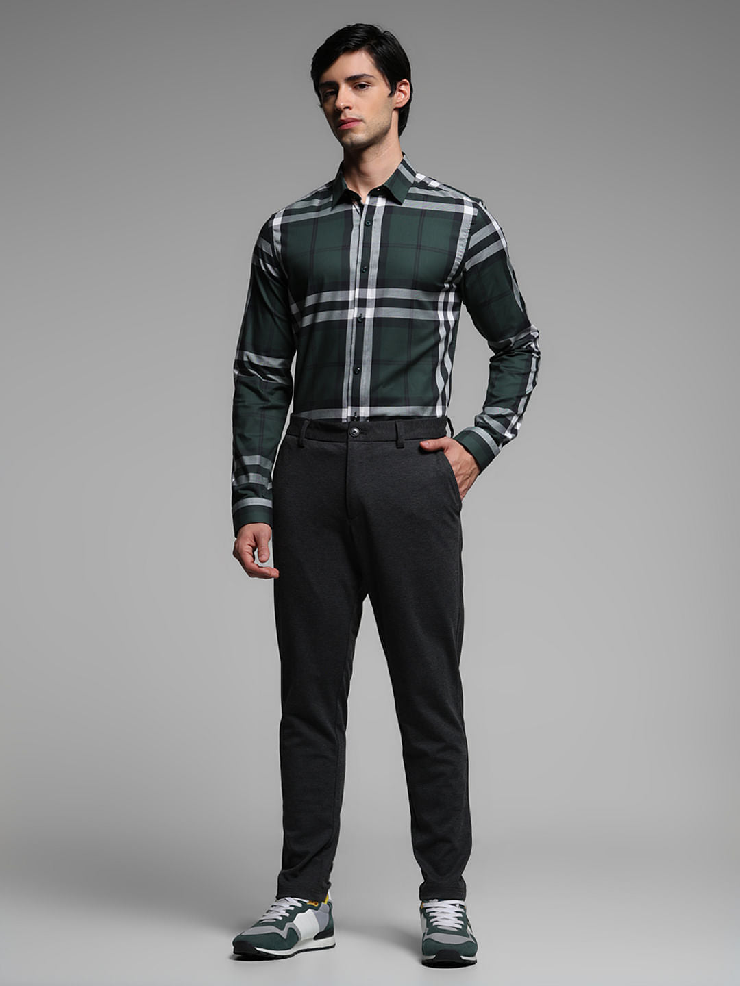Green Check Print Full Sleeves Shirt