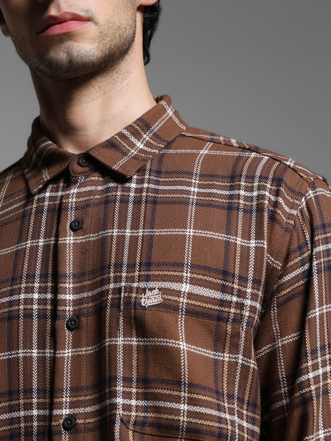 Brown Check Cotton Shirt