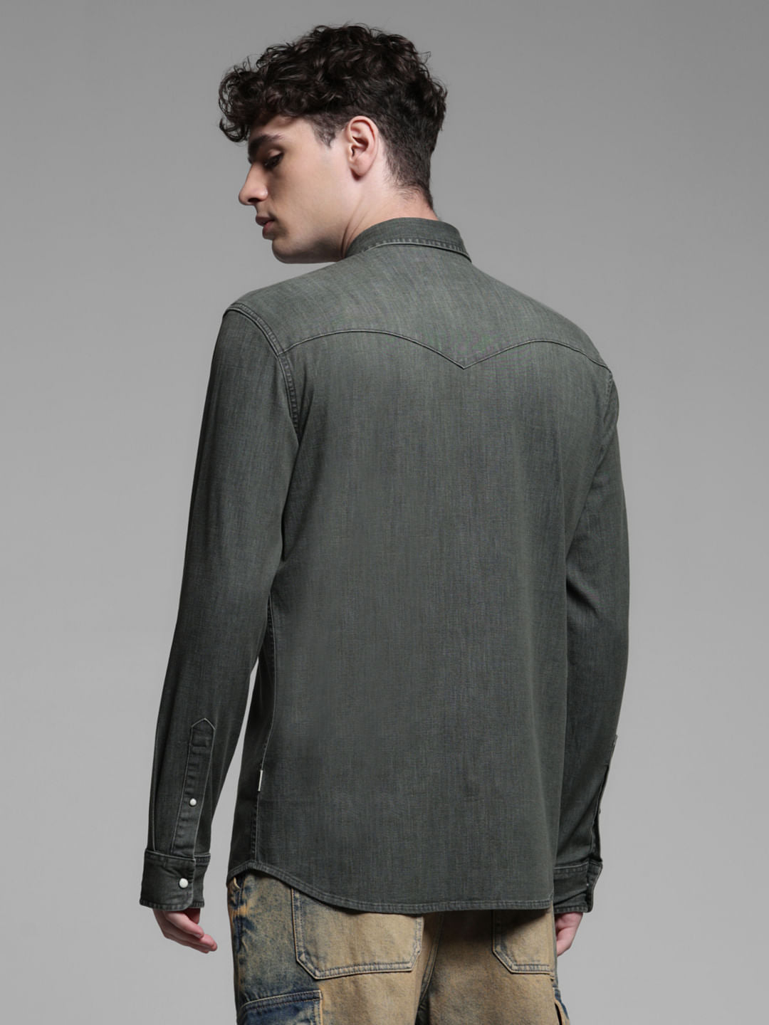 GREEN FADED FULL SLEEVES SHIRT