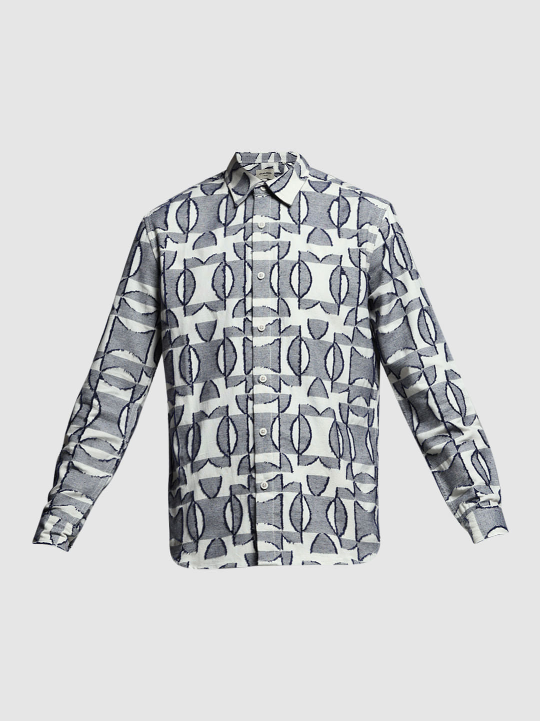 Grey Jacquard Printed Cotton Shirt