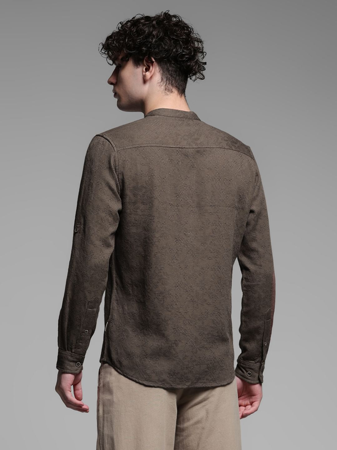 Dark Brown Jacquard Cotton Shirt
