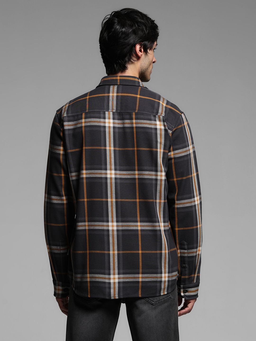 Dark Grey Check Full Sleeves Shirt