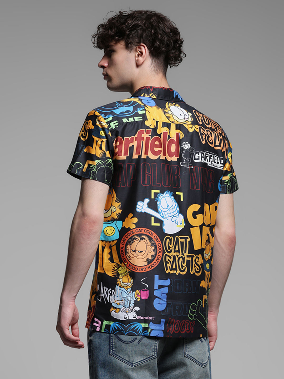 JACK&JONES X GARFIELD Black Graphic Print Shirt