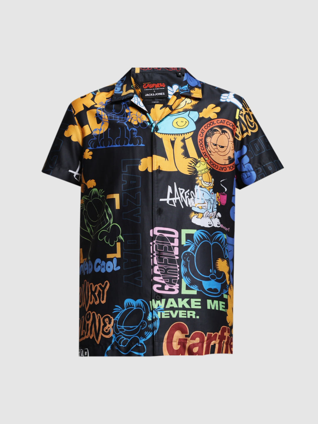 JACK&JONES X GARFIELD Black Graphic Print Shirt