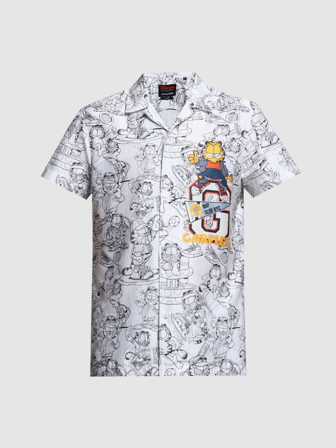 JACK&JONES X GARFIELD White Printed Co-ord Set Shirt