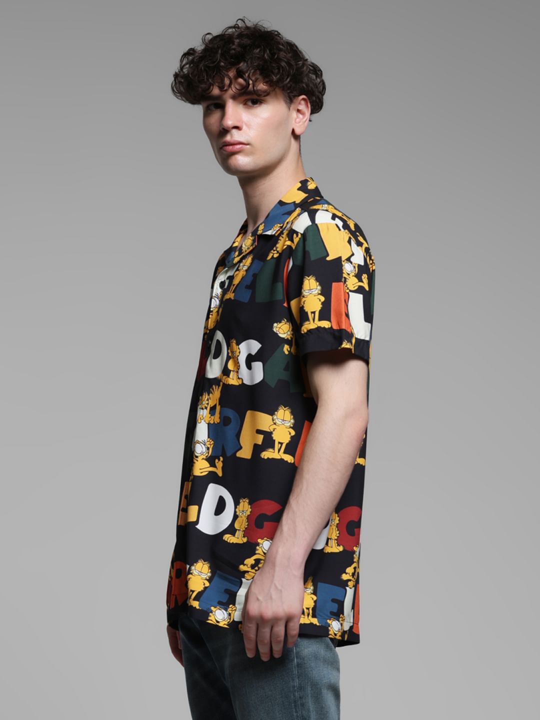 JACK&JONES X GARFIELD Black Typographic Print Shirt
